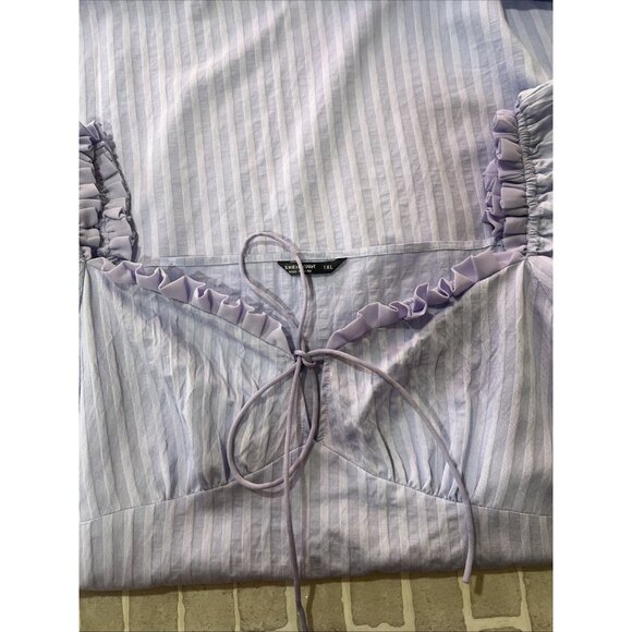 Shein Purple Puff Sleeve Y2K Dress SZ 1XL Babydoll Ruffle V Neck - Picture 12 of 13